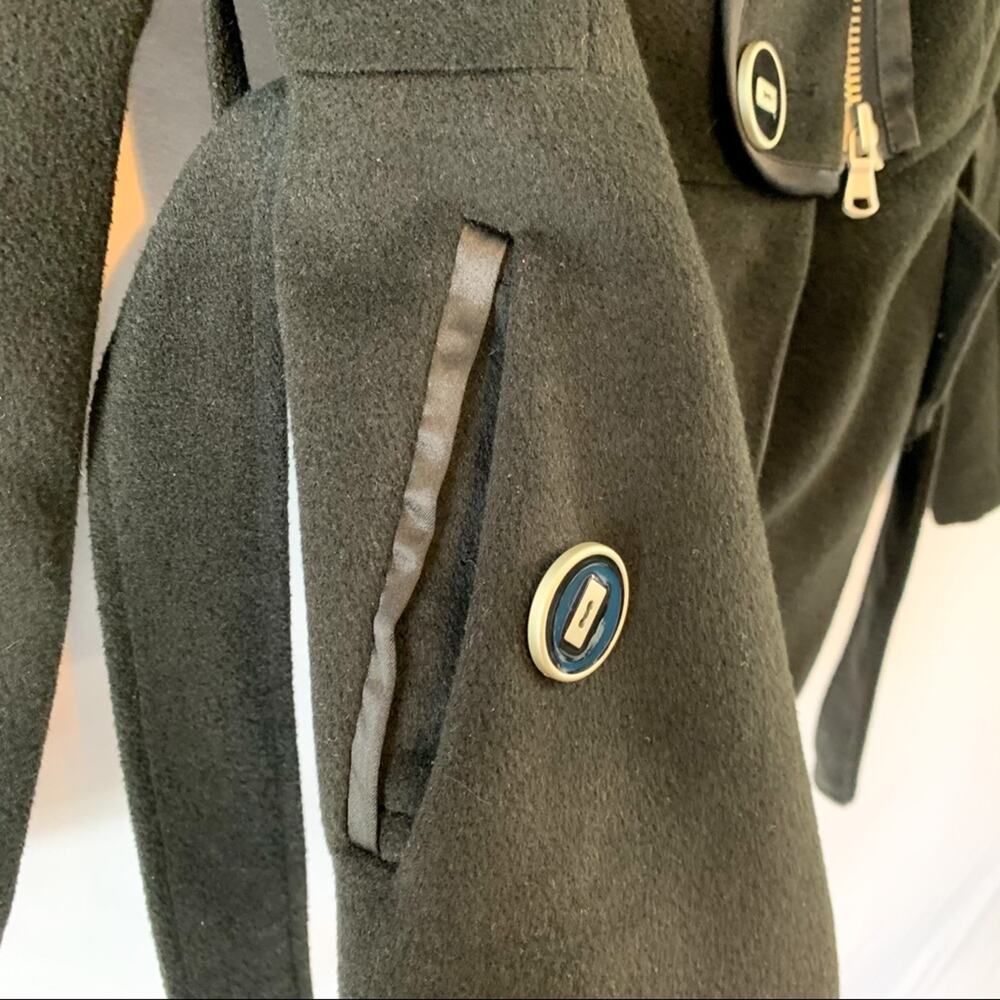 Ciao Milano Black Shawl Neck Wrap Style Pea Asymmetrical Coat Size Extra Small - Picture 9 of 12